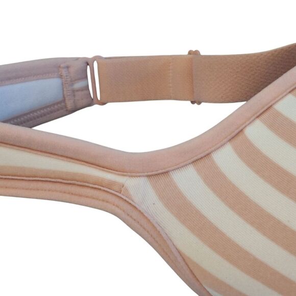 Cacique Bra 40F Lightly Lined Balconette Smooth Underwire Blush Pink Stripes - Picture 13 of 16